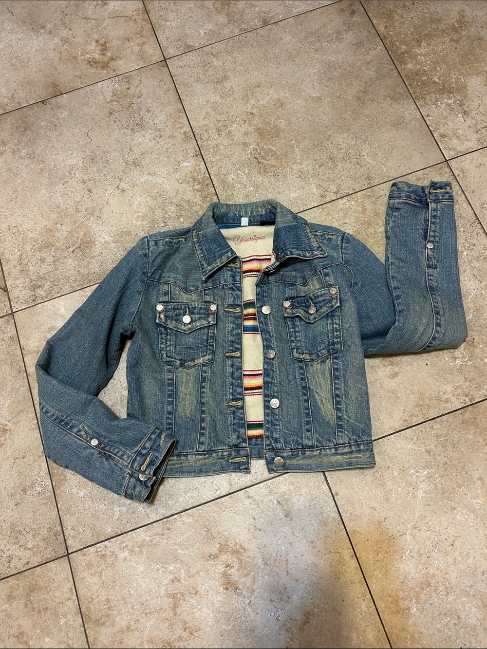 Younique Vintage Washed Blue Denim Trucker Jean Jacket